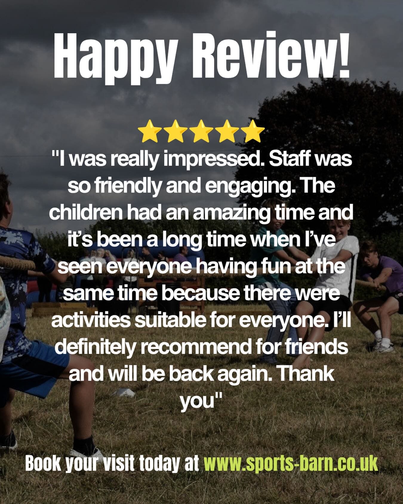 Happy customers! π
Itβs been awesome to see so many of you from all ages having a whale of a time at The Sports Barn!! Head to our website to plan your visit and experience the joy for yourself π